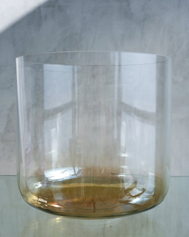 12" G+20 Lemon Aura Gold, Smokey quartz (base) Tall, Therapeutic Bowl - 107602 - The Sound Healing Studio
