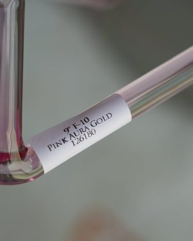 9" F - 10 Pink Aura Gold double pyramid 126180 - The Sound Healing Studio