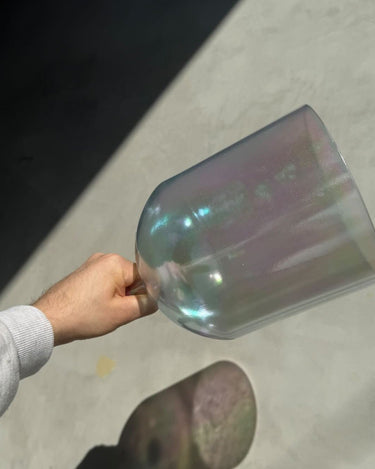 Crystal Tones 7" E+15 platinum, Aqua Aura Gold (Inside) Tall, Limited Edition Fire Element Bowl Practitioner Bowl With Case - The Sound Healing Studio