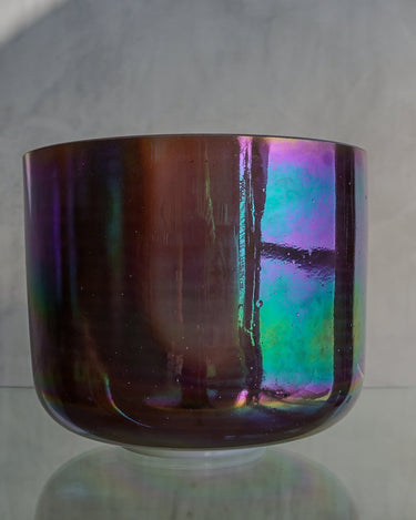 Crystal Tones Alchemy Bowl 12” C# - 10 Amethyst, Platinum Frosted (Inside), Celestial Rings Bowl - The Sound Healing Studio