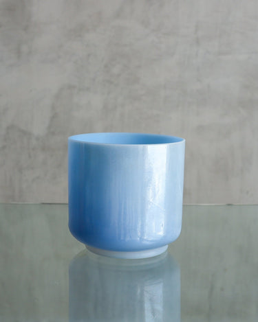 Crystal Tones Alchemy Bowl 6'' B+10 Egyptian Blue, White Light Angel Gold Frosted Inside Bowl - 115350 - The Sound Healing Studio