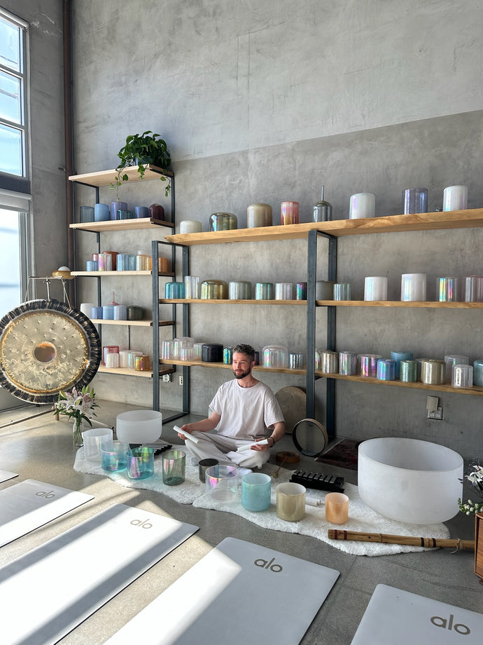 Avery Whitmore, Sound Healer, with Crystal Singing Bowls, Gong, and Healing Instruments - Welcome to The Sound Healing Studio in Los Angeles, California, a Sanctuary for Sound Healers Offering Training, Sacred Instruments and Community Support