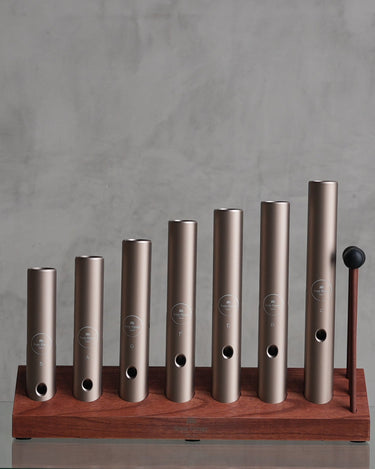 WAH - WAH TUBE – 7 - PIECE CHAKRA SET, 432 HZ, CHAMPAGNE GOLD - The Sound Healing Studio