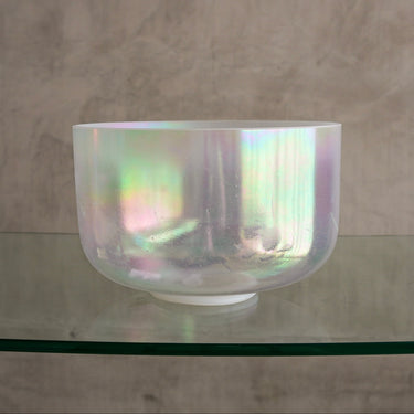 Crystal Tones Alchemy Bowl 12" F+15 Platinum, Frosted Rim Inside - 152971