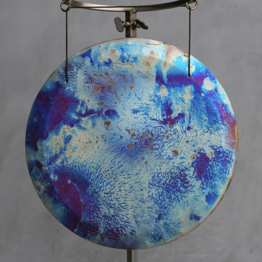 19” Titanium Blue Cosmo Handheld Gong - D#+20 - The Sound Healing Studio
