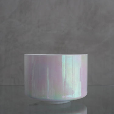 Crystal Tones Alchemy Bowl- 8" F+5 Mother Of Platinum, Frosted Inside 148786