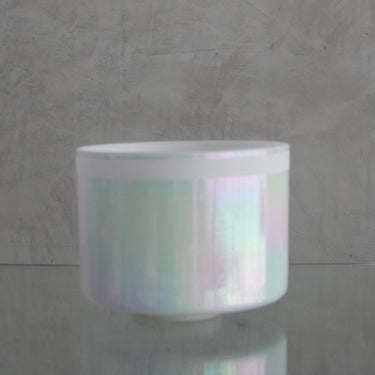 Crystal Tones Alchemy Bowl- 8" E-15 Platinum, Frosted Rim Inside, Frosted Ring 146952