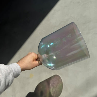 Crystal Tones 7" E+15 platinum, Aqua Aura Gold (Inside) Tall, Limited Edition Fire Element Bowl Practitioner Bowl With Case - The Sound Healing Studio