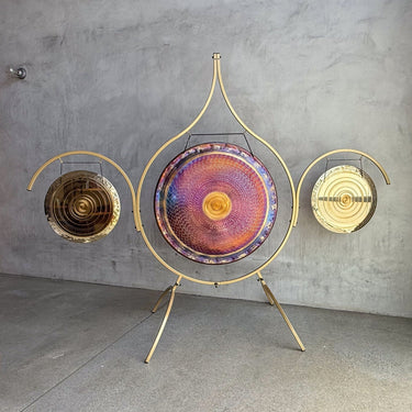 Grotta Sonora Triple Gong C Set with Lotus Stand - The Sound Healing Studio