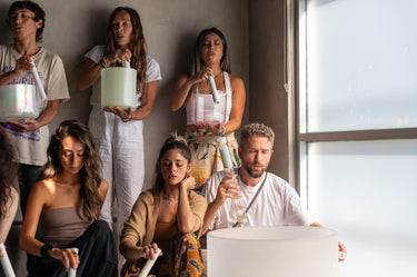 Immersive sound bath experience featuring Crystal Tones Singing Bowls and Alchemy Bowls, offering transformative sound healing at The Sound Healing Studio in Los Angeles