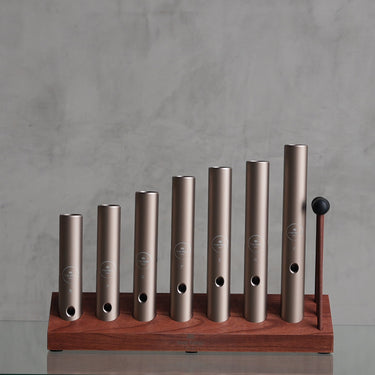 WAH - WAH TUBE – 7 - PIECE CHAKRA SET, 432 HZ, CHAMPAGNE GOLD - The Sound Healing Studio